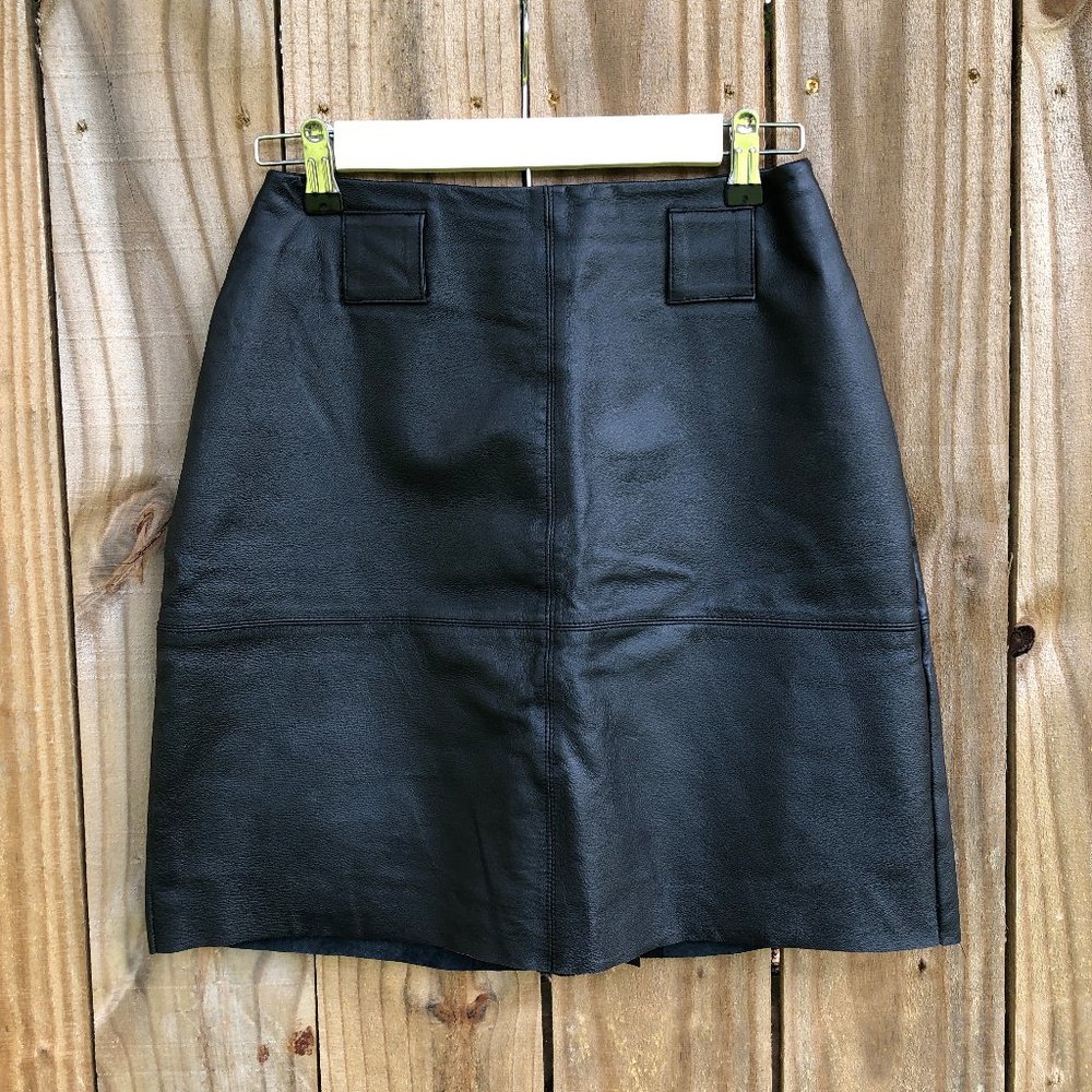Black Leather high waisted mini skirt